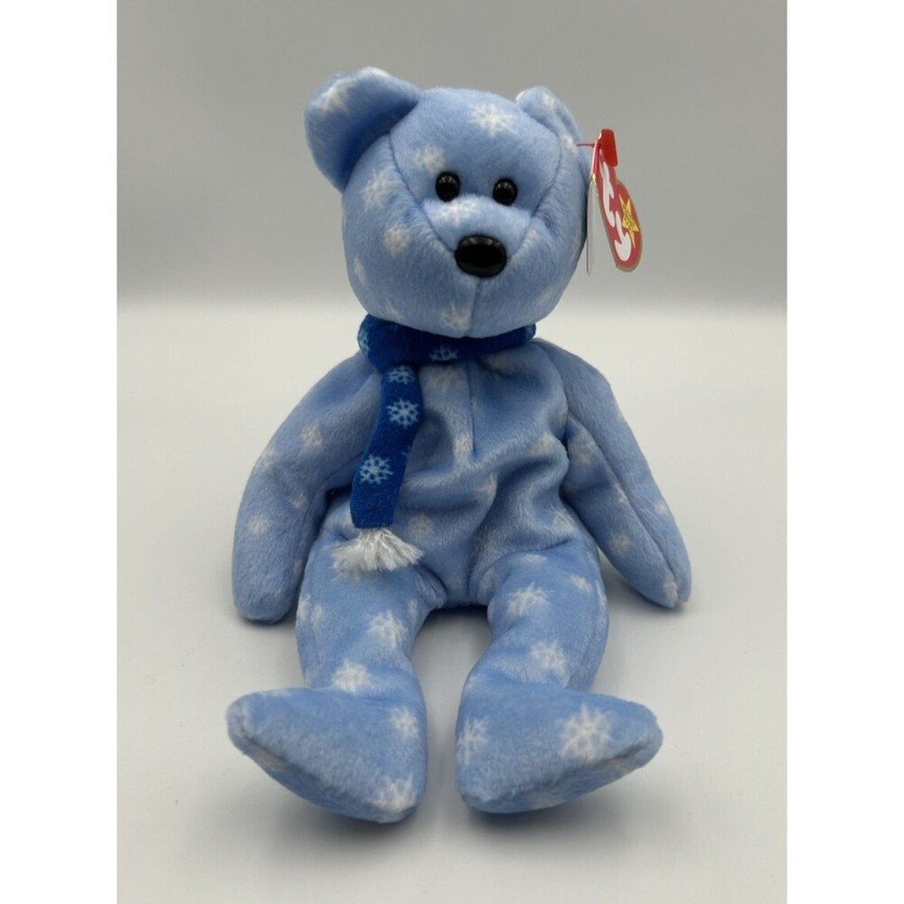 Vintage Ty Beanie Baby 1999 Holiday Teddy Winter Snowflake w/Tag Protector